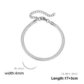 Silver stainless steel herringbone snake chain bracelet with 4mm width and 17cm length - Ultra Thin Short / Steel