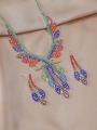 Sparkling multicolor zircon bridal necklace and earrings set with silver-toned plating - Multicolor Rhinestone 2-Piece Set (PJ--T0017)