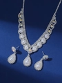 Elegant bridal jewelry set featuring teardrop pearls and shimmering rhinestones - Silver Rainbow AB Rhinestone Set (PJ--T0025)