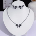 Élégante parure nœud noir avec collier et boucles d'oreilles sertis de cristaux - Style Nœud Pavé de Strass (PJ--152)