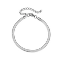Sleek silver flat snake bone chain bracelet with lobster clasp and extension link - Wide Style Extended Length / Steel