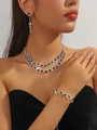 Elegant silver jewelry set with double layer necklace, earrings and bracelet with black gems - Silver Black Sunburst Three-piece Set (PJ--T0032--2)