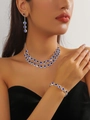 Sparkling blue zircon necklace and earring bridal set with silver base for wedding - Silver Blue Rhinestone Three-piece Set (PJ--T0032--3)