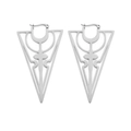 Hollow triangular drop earrings in silver stainless steel with geometric cross details - Steel