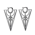 Gothic matte black hollow cross and triangle stainless steel earrings for women - Black