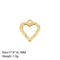 Detailed view of textured gold heart pendant with 17.9x16.1mm size and 1.5g weight info - Hollow Heart / Gold