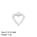 Minimalist silver stainless steel heart pendant with textured finish 17.9x16.1mm - Hollow Heart / Steel