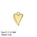 Vue détaillée du pendentif coeur plaqué or 18K, dimensions 17,1x12,1mm et finition polie - Coeur Poli / Or