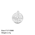 Silver round sunburst pendant with hammered texture and 17.5mm diameter in stainless steel - Linear Sun / Steel
