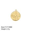 Detailed view of gold sun pendant made of 304 stainless steel with starburst design - Linear Sun / Gold