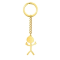 Grappige doodle stokfiguur sleutelhanger in goud verguld roestvrij staal metaal - Doodle Stijl / Goud
