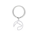 Minimalist stainless steel keychain featuring a hollowed-out German Shepherd dog silhouette - Silver