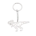 Portachiavi Tyrannosaurus Rex in acciaio inossidabile argento con design geometrico - Color Acciaio