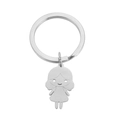 Schlüsselanhänger aus poliertem Edelstahl mit einem minimalistischen Mädchen-Silhouette-Anhänger - Silber