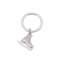 Porte-clés patin à glace argenté avec strass blancs brillants et alliage de métal - Style Glacé / Blanc