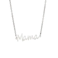 Polished silver Mama letter pendant necklace in stainless steel with a delicate cable chain - Steel
