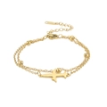 Zweilagiges goldenes Edelstahlarmband mit Perlen und kleinem Flugzeuganhänger - Stil 2-Doppelschichtige Perlenkette (Armband) / Gold