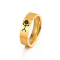 Anillo de acero inoxidable dorado pulido con divertidos grabados de stickman minimalistas - US 7 / Dorado