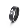 Anillo de acero negro mate con estampado de dibujo de monigote sonriente - US 7 / Negro