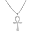 Minimalistische silberne Edelstahl Ankh Kreuz Anhänger Halskette mit Boxkette für Damen Herren - Stahlfarben