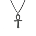 Minimalistische schwarze Ankh-Kreuz-Halskette aus Edelstahl mit Box-Kette - Schwarz