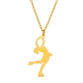 Gepolijste gouden roestvrijstalen ketting met kunstschaatser hanger op witte basis - Kunstschaatsen Spin Pose (ASS2022110305) / Goud