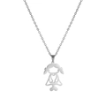 Minimalist silver hollow girl pendant necklace in polished stainless steel for women - Steel