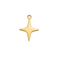 Polished gold four-pointed star pendant in stainless steel with a circular loop ring - Four-Pointed Star Style / Gold
