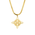 Goldene Halskette aus Edelstahl mit Hexenknoten Anhänger und Schlangenkette - Gold