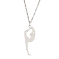 Collier avec pendentif silhouette de gymnaste en acier inoxydable argenté poli - Acier-Gymnastique Style 4