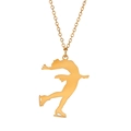 Goldene Edelstahlkette mit dynamischem Eiskunstläufer-Anhänger an einer Ankerkette - Eiskunstlauf-Layback-Pose (ASS2022110305) / Gold