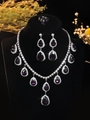 Deep purple teardrop necklace earrings and ring jewelry set for formal weddings - Silver Purple Waterdrop Three-Piece Set (PJ--T0063--6)