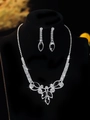 Silver bridal jewelry set with black marquise stones and crystals for evening gala - Marquise Black Gem 2-Piece Set (PJ--T0081--4) / Black