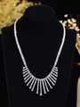 Silver zircon tassel necklace on black mannequin for wedding and evening formal wear - Silver Tassel Necklace (PJ--T0092)