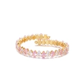 Detail eines offenen Armreifs mit birnenförmigen rosa und klaren Steinen in Gold - Weiß Rosa (TS171)