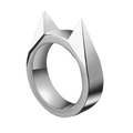 Creatieve zilveren roestvrijstalen kattenoor ring met scherpe punten voor zelfverdediging - US 7 / Zilver
