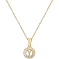 Collana con lettera Y in oro con pendente rotondo in zirconi e catena a maglie fini - Lettera Y