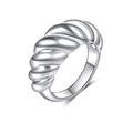 Minimalist silver croissant twisted ring in polished stainless steel for women - US 6 / Silver Croissant