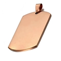 Colgante de placa de identificación en acero inoxidable oro rosa con acabado espejo - Esquinas afiladas / Rosa oro