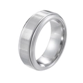 Anello spinner da uomo in acciaio al titanio argento con finitura spazzolata e bordi lucidi - US 7 / Argento