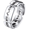 Detalle de anillo para hombre de acero inoxidable con estilo industrial de cuchilla - US 6 / Plateado
