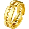 Anillo punk de acero inoxidable dorado con diseño único de hojas de afeitar caladas - US 6 / Dorado