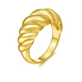 Polished gold croissant dome ring with twisted spiral texture in minimalist style - US 6 / Gold Croissant
