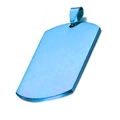 Colgante de placa de identificación en acero inoxidable azul pulido con brillo metálico - Esquinas afiladas / Azul