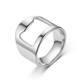Silver stainless steel bottle opener ring with industrial design for men - US 6 / Silver