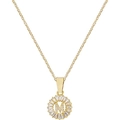 Collana dorata con ciondolo a lettera M tonda con intarsio in zirconia e placcatura oro - Lettera M