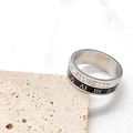 Anillo giratorio de acero inoxidable con números romanos negros y circonitas brillantes - US 7 / Plata - Anillo Números Romanos Zirconia
