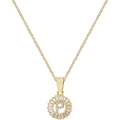 Collana dorata con pendente rotondo, lettera P in zirconi e catena in acciaio inox - Lettera P