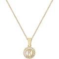 Collana dorata con ciondolo lettera R decorata con zirconi e cristalli taglio baguette - Lettera R