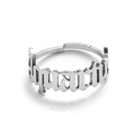 Silver Aquarius constellation letter ring in polished stainless steel with open band - Silver-Aquarius